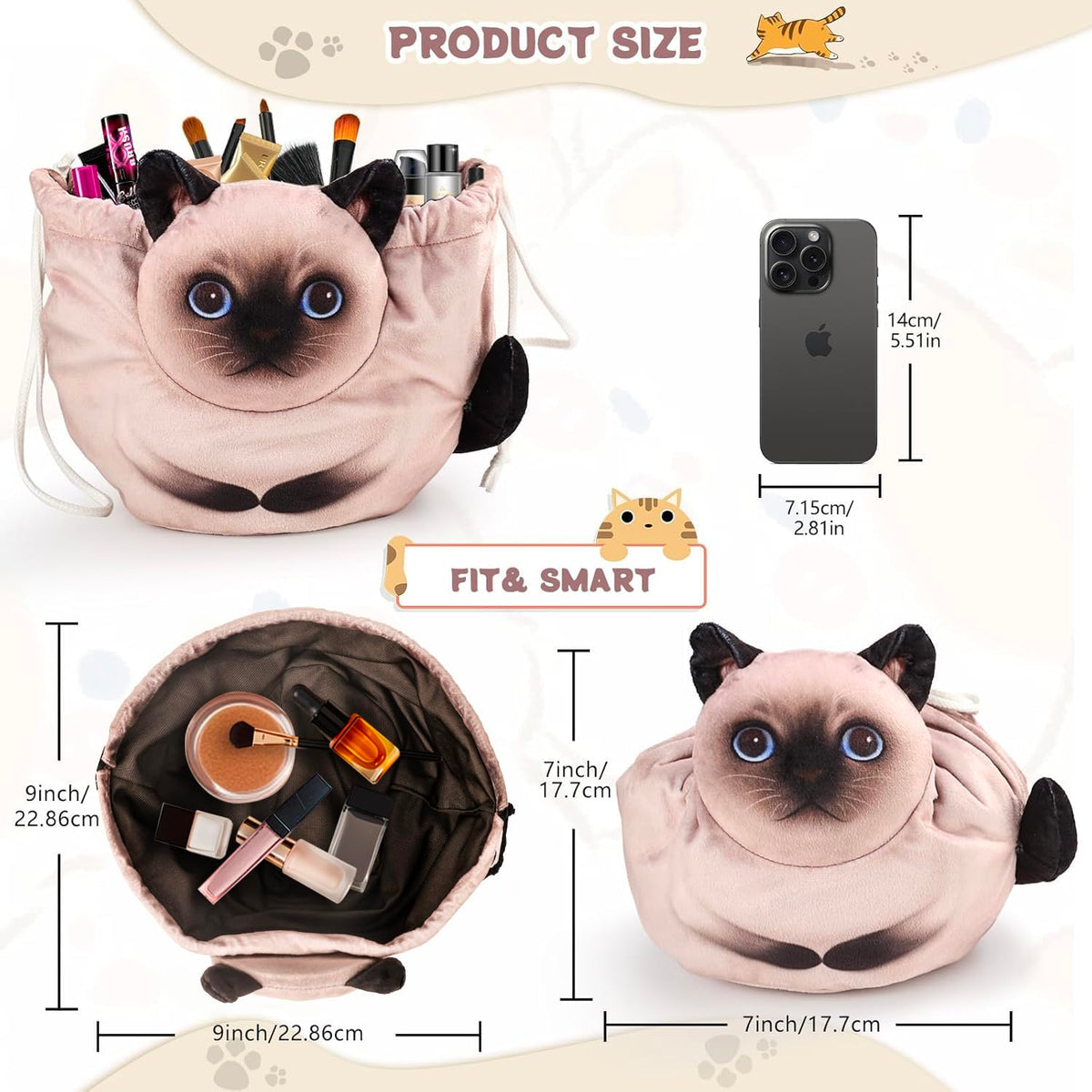 Openhahaha Drawstring Makeup Bag lifestyle scene on a dressing table