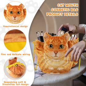 Openhahaha Drawstring Makeup Bag opened with cosmetics inside