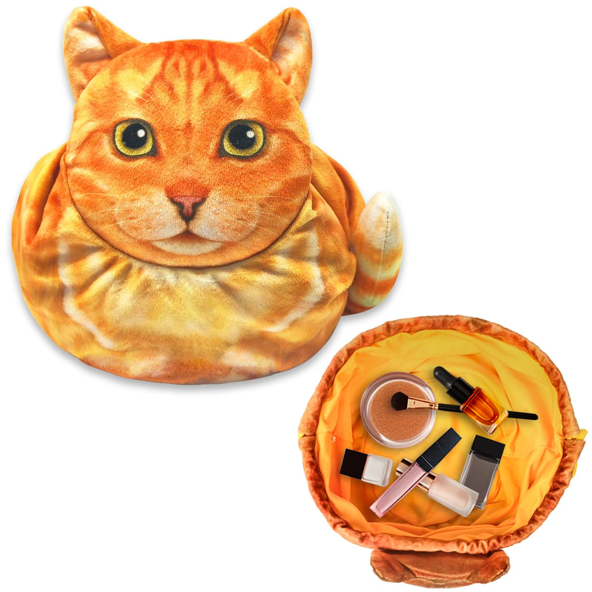 Openhahaha Drawstring Makeup Bag with playful cat head design