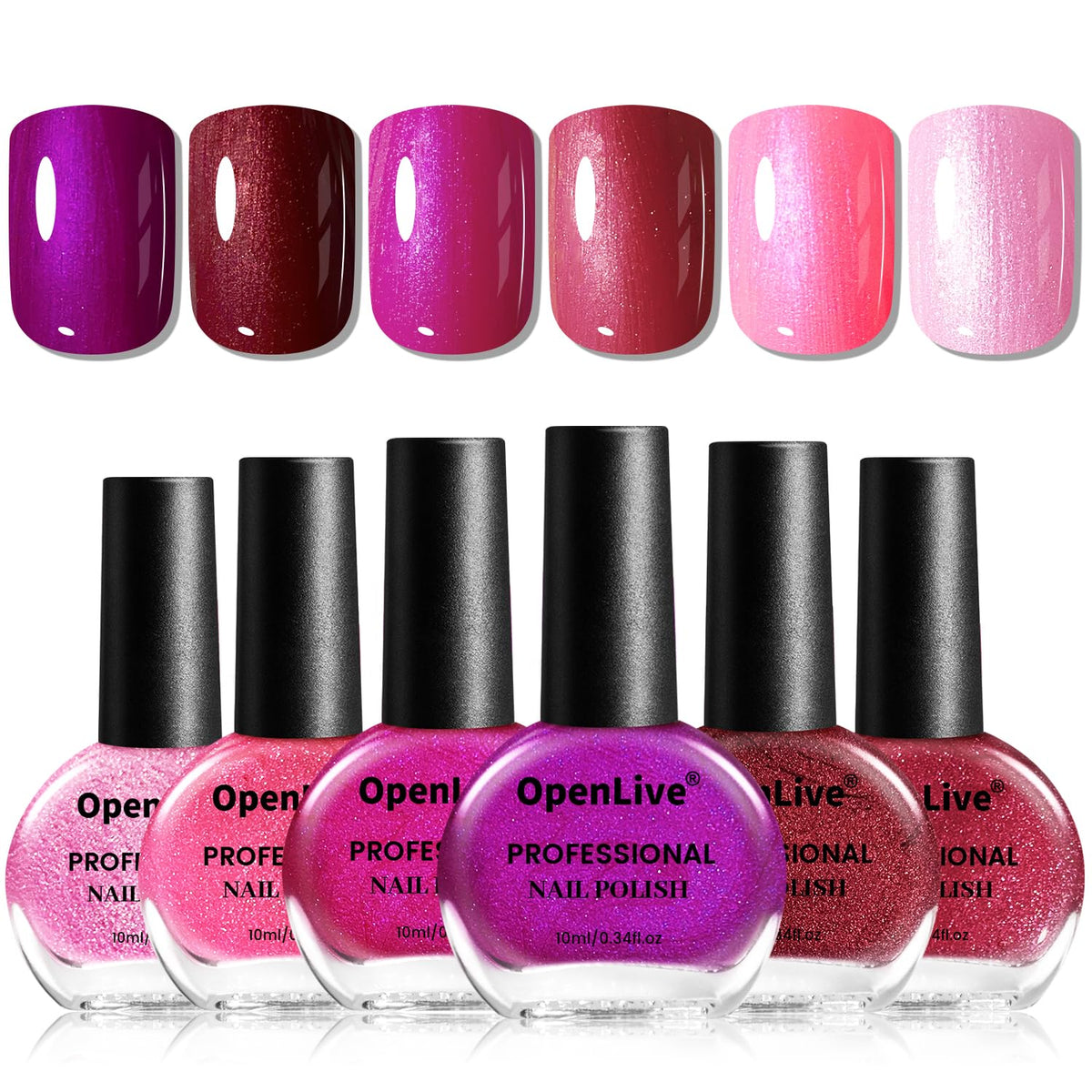 OpenLive 10ml Glitter Nail Polish Set with six bottles