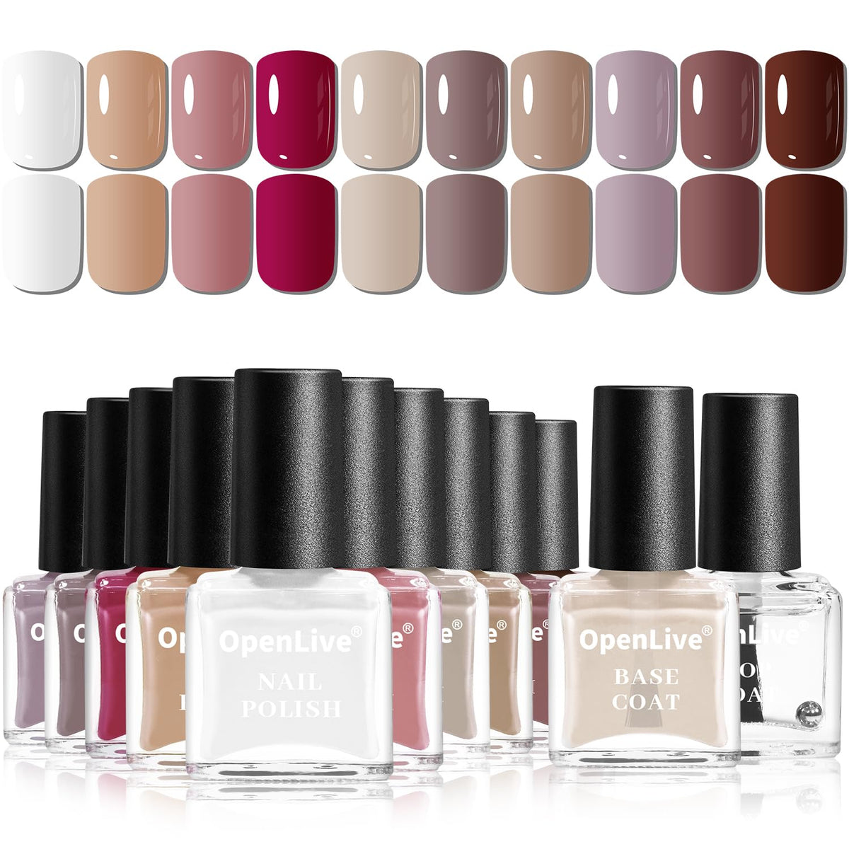 OpenLive 12 PCS Nail Polish Set front view with vibrant colours