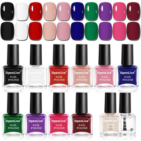OpenLive 12 PCS Nail Polish Set including base and top coat