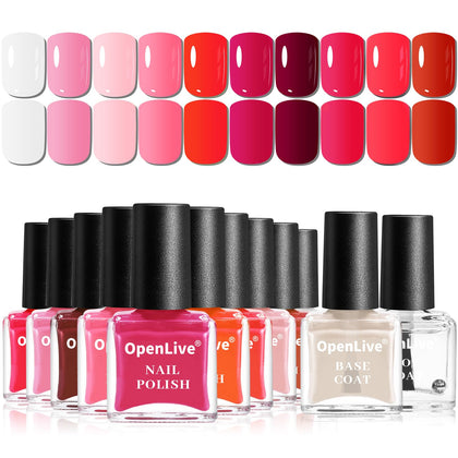 OpenLive 12PCS Pink Nail Polish Set front view with vibrant colours