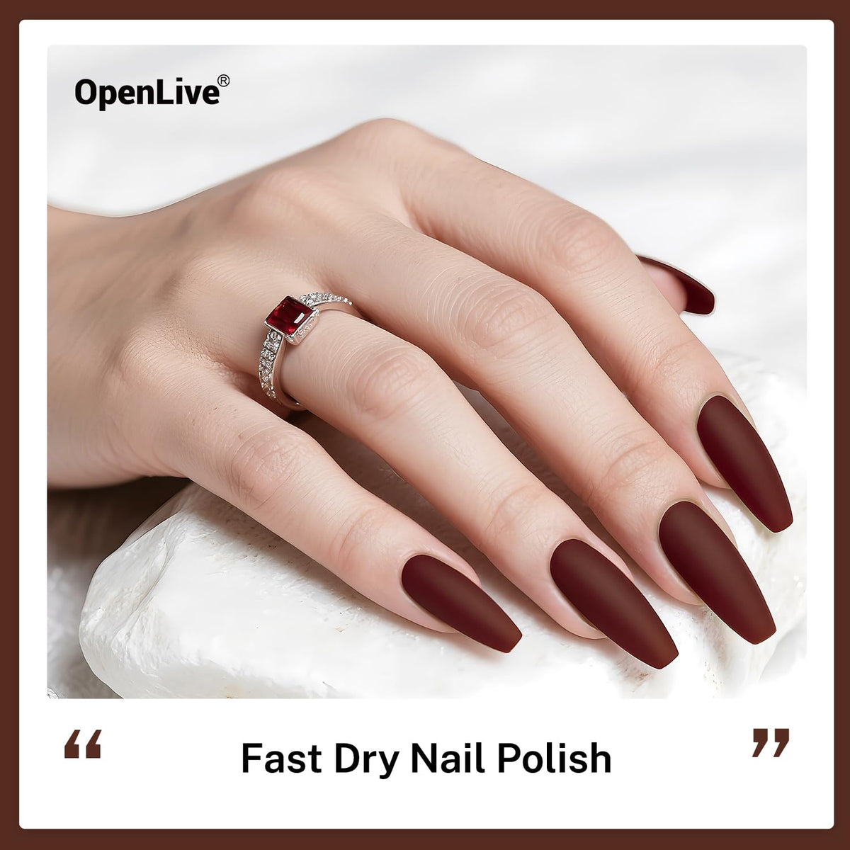 OpenLive 16.5ml Brown Nail Polish application on nails