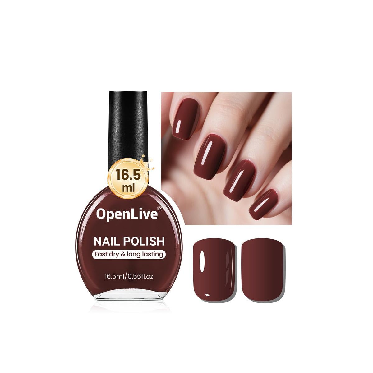 OpenLive 16.5ml Brown Nail Polish front view