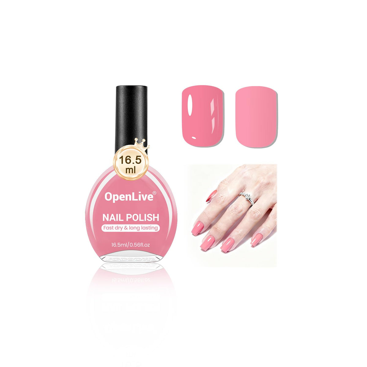 OpenLive 16.5ml pink nail polish bottle front view
