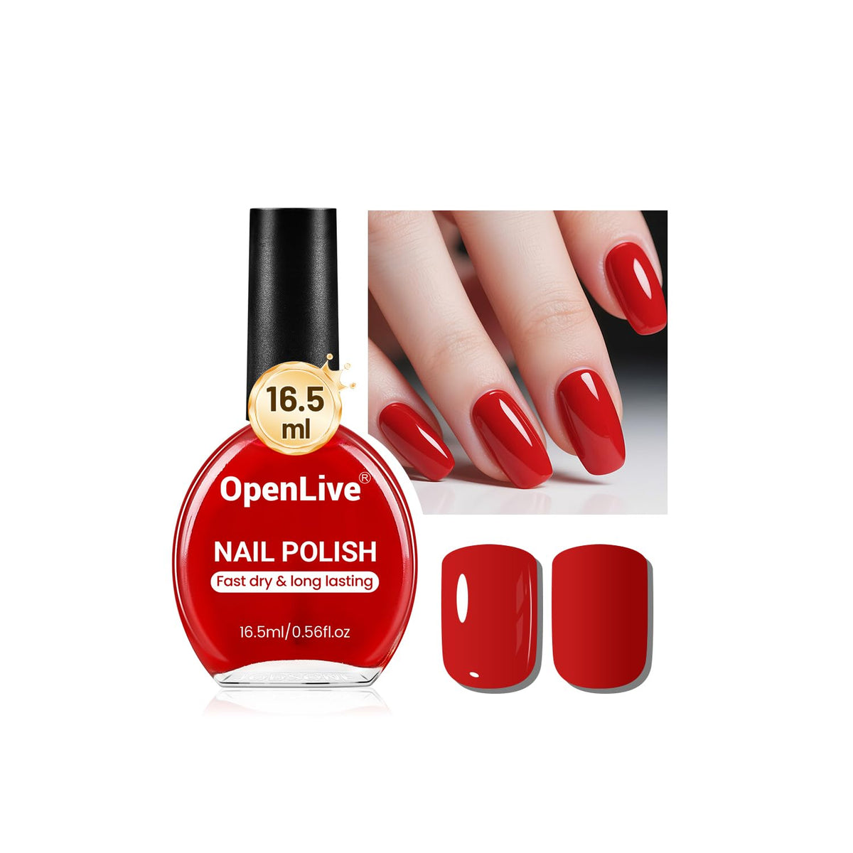 OpenLive 16.5ml Red Nail Polish bottle front view