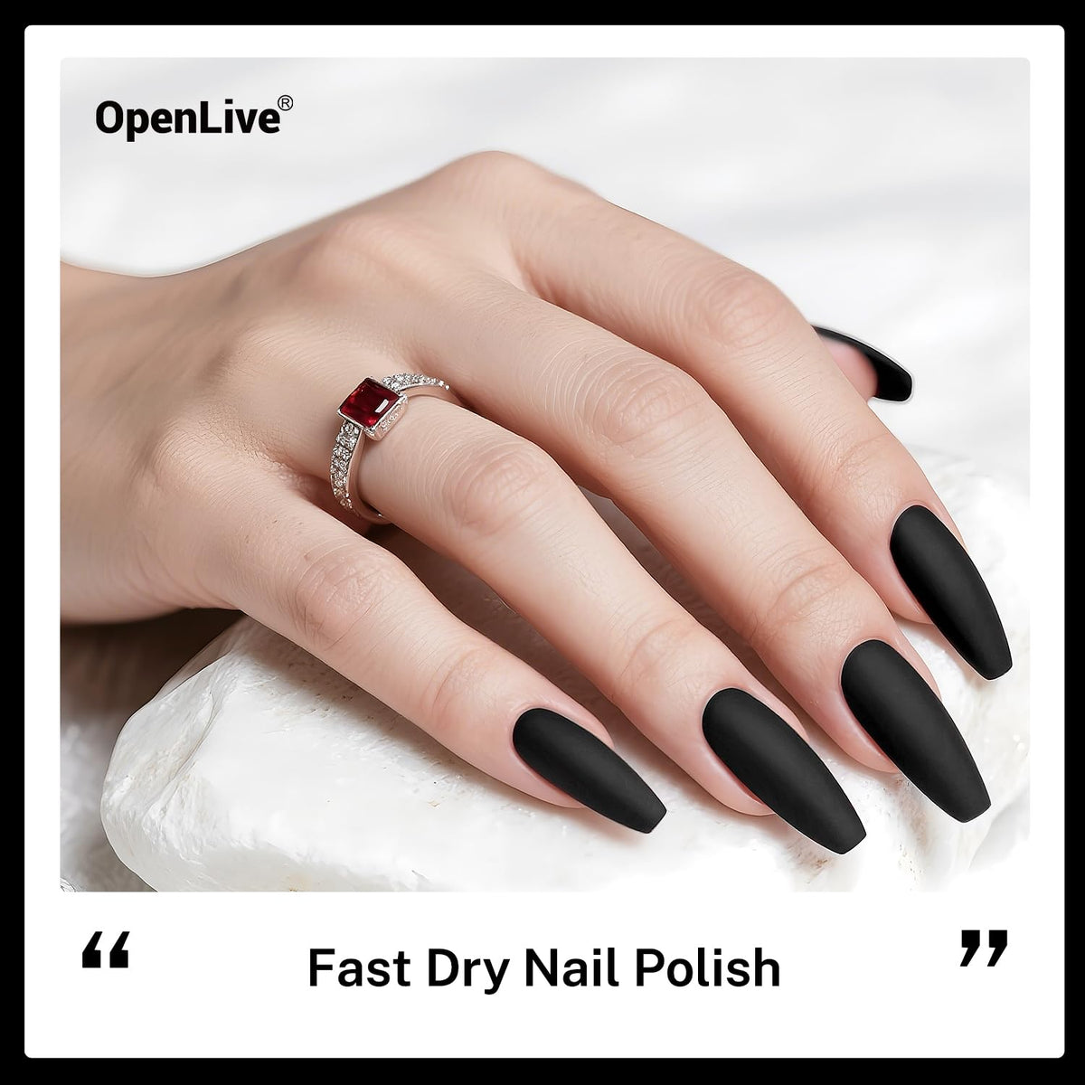 OpenLive Black Nail Polish 16.5ml application brush