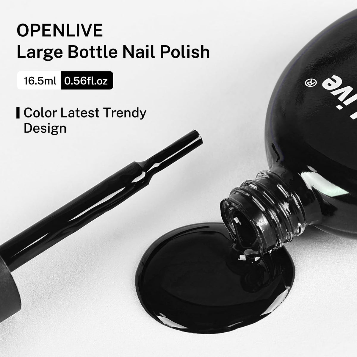 OpenLive Black Nail Polish 16.5ml packaging details