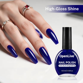 OpenLive dark blue nail polish applied on nails