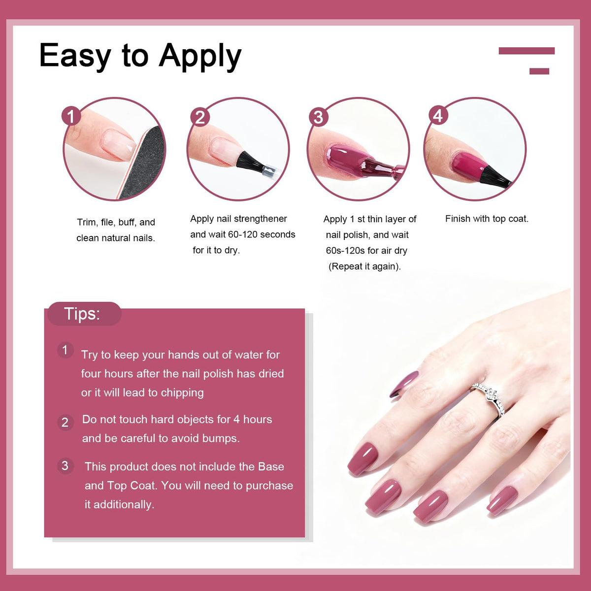 OpenLive Dark Pink Nail Polish 16.5ml on a manicure table