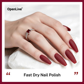 OpenLive Dark Red Nail Polish applied on nails