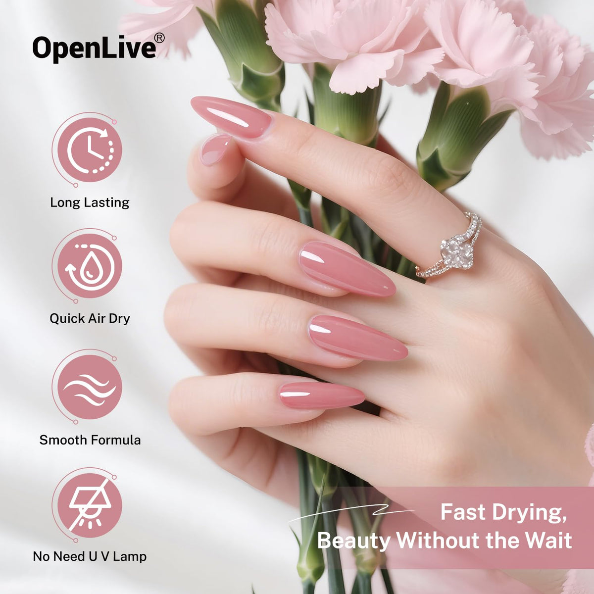 OpenLive Dusty Rose Nail Polish close-up of brush