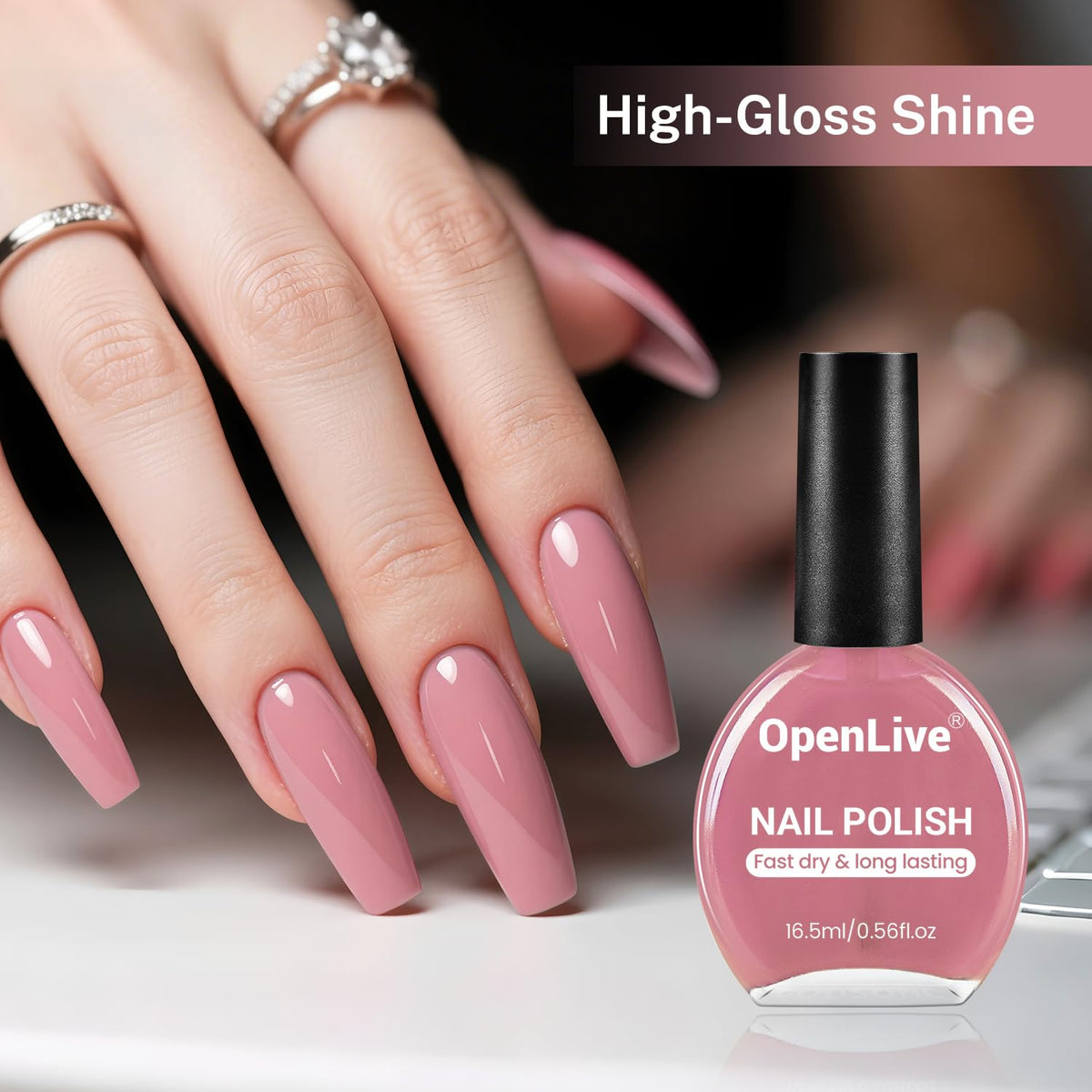 OpenLive Dusty Rose Nail Polish in lifestyle setting