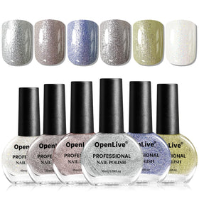 OpenLive Glitter Nail Polish Set 6 bottles in assorted colours