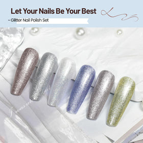 OpenLive Glitter Nail Polish Set showing vibrant colour options