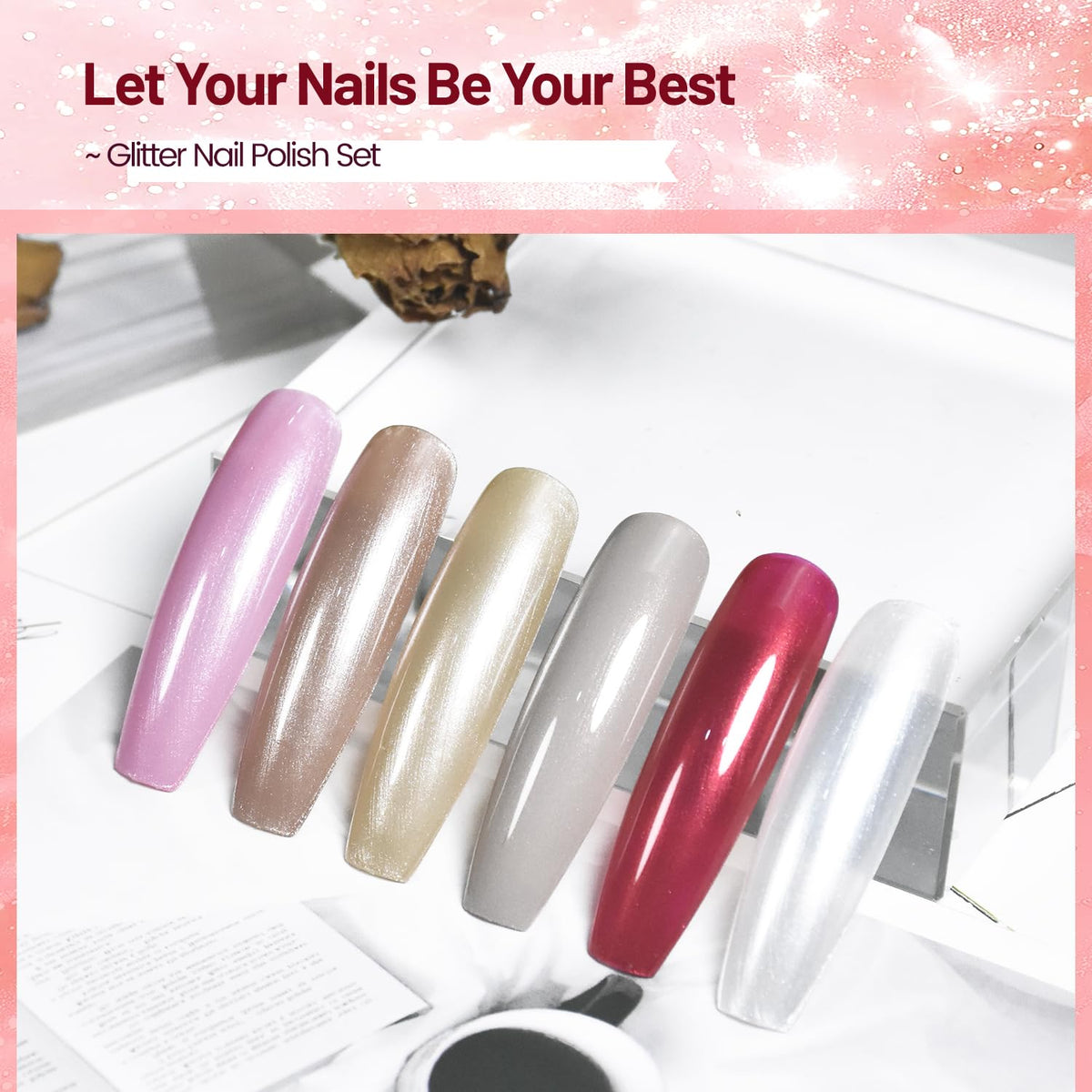 OpenLive Glitter Nail Polish Set with brushes