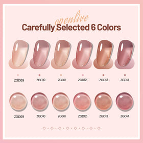 OpenLive Jelly Nail Polish Set 6 Colours bottles arranged