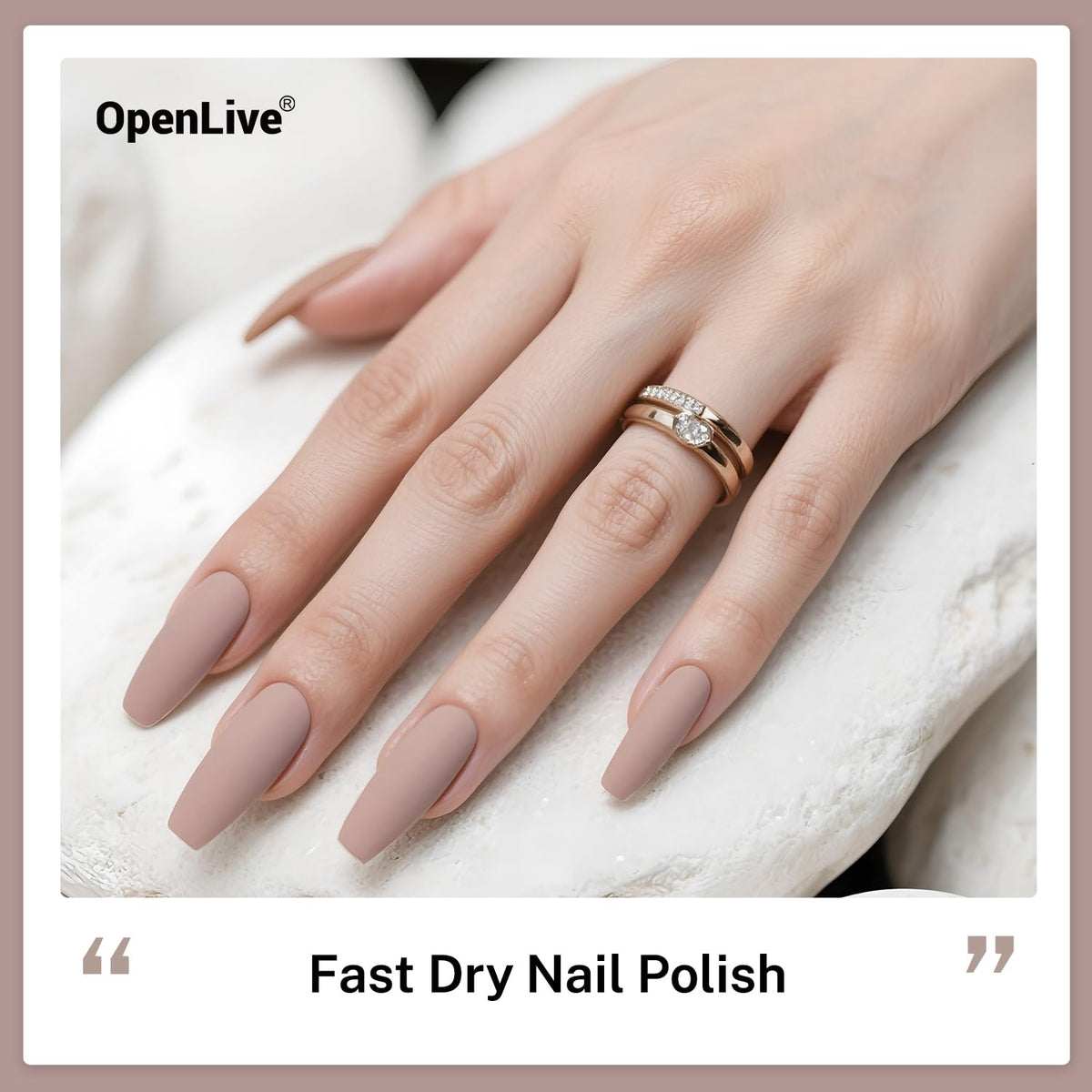 OpenLive Light Brown Nail Polish application on fingernails