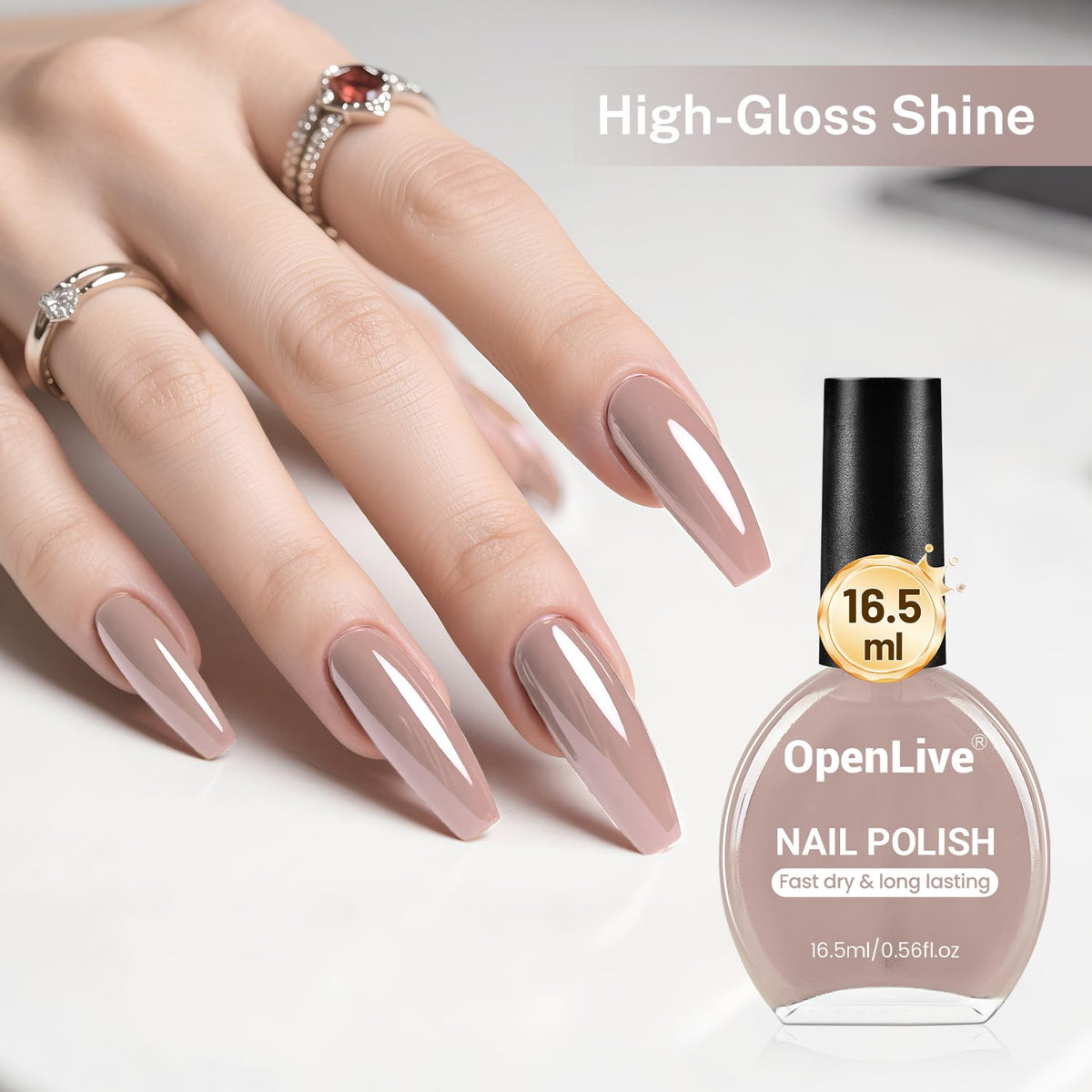 OpenLive Light Brown Nail Polish drying on nails