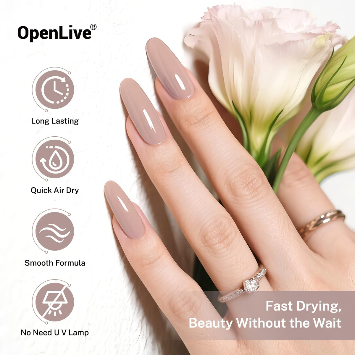 OpenLive Light Brown Nail Polish packaging
