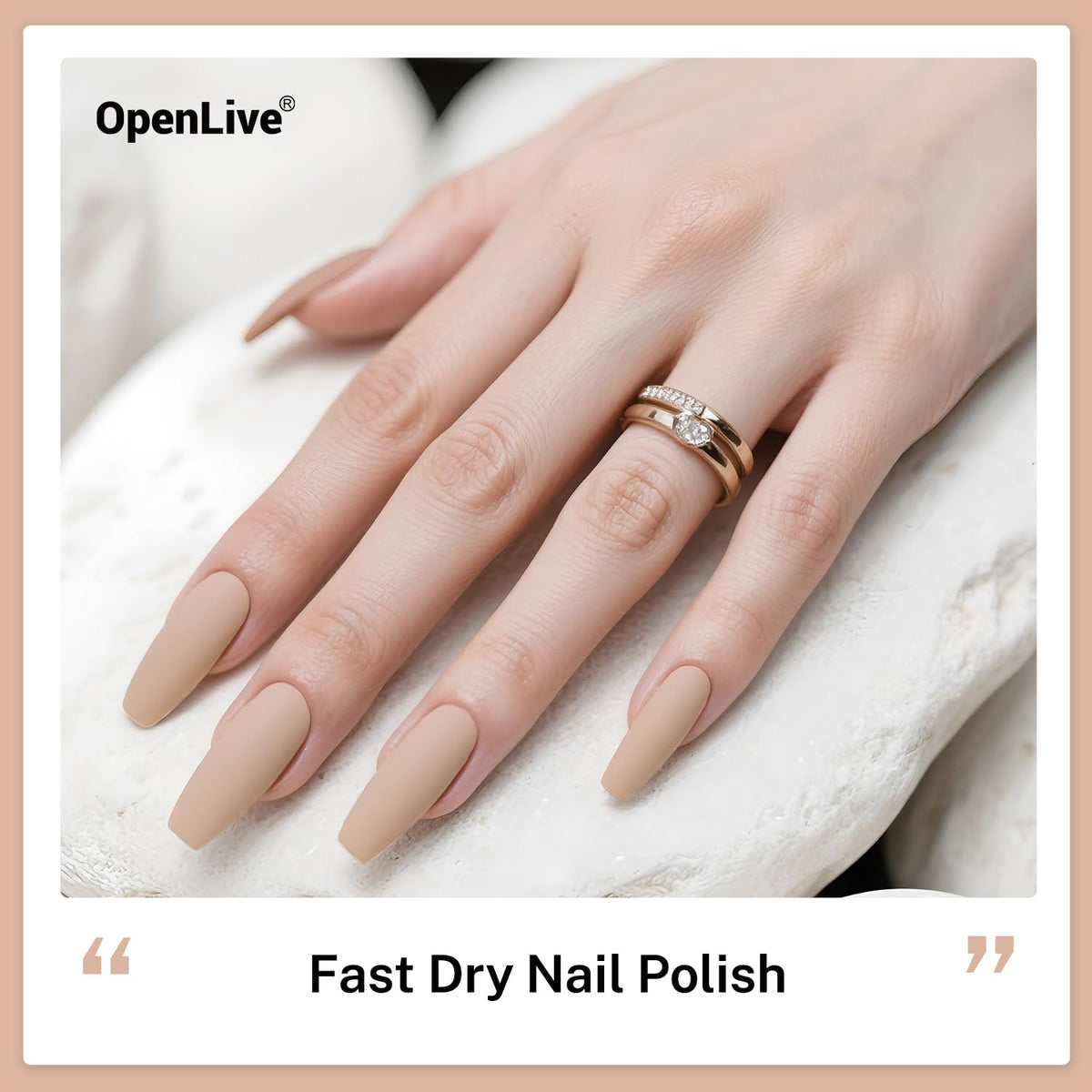 OpenLive Nail Polish applied on a hand with a soft pink finish