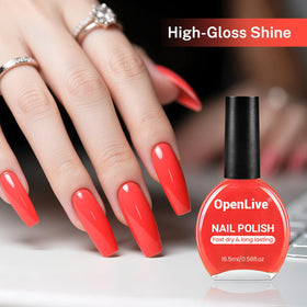 OpenLive Neon Red Nail Polish applied on nails