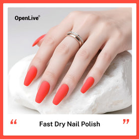 OpenLive Neon Red Nail Polish brush close-up