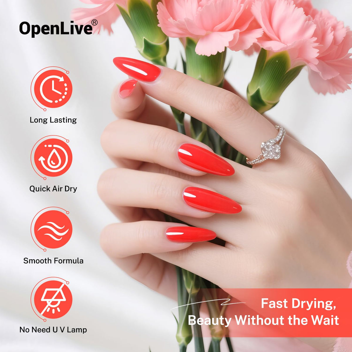 OpenLive Neon Red Nail Polish packaging