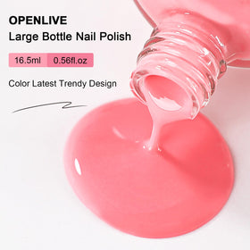OpenLive pink nail polish in use during home manicure