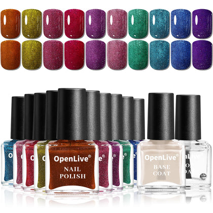 OpenLive Reflective Nail Polish Set 12 colours front view