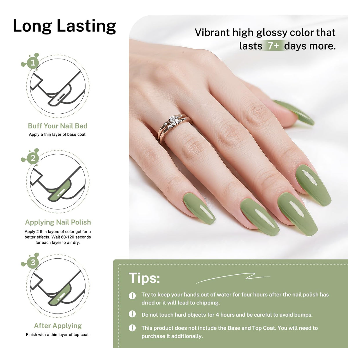 OpenLive sage green nail polish drying on nails