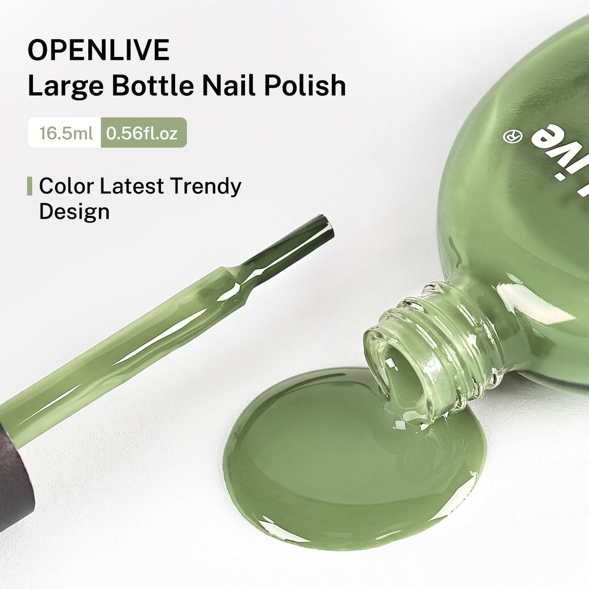 OpenLive sage green nail polish with nail art accessories