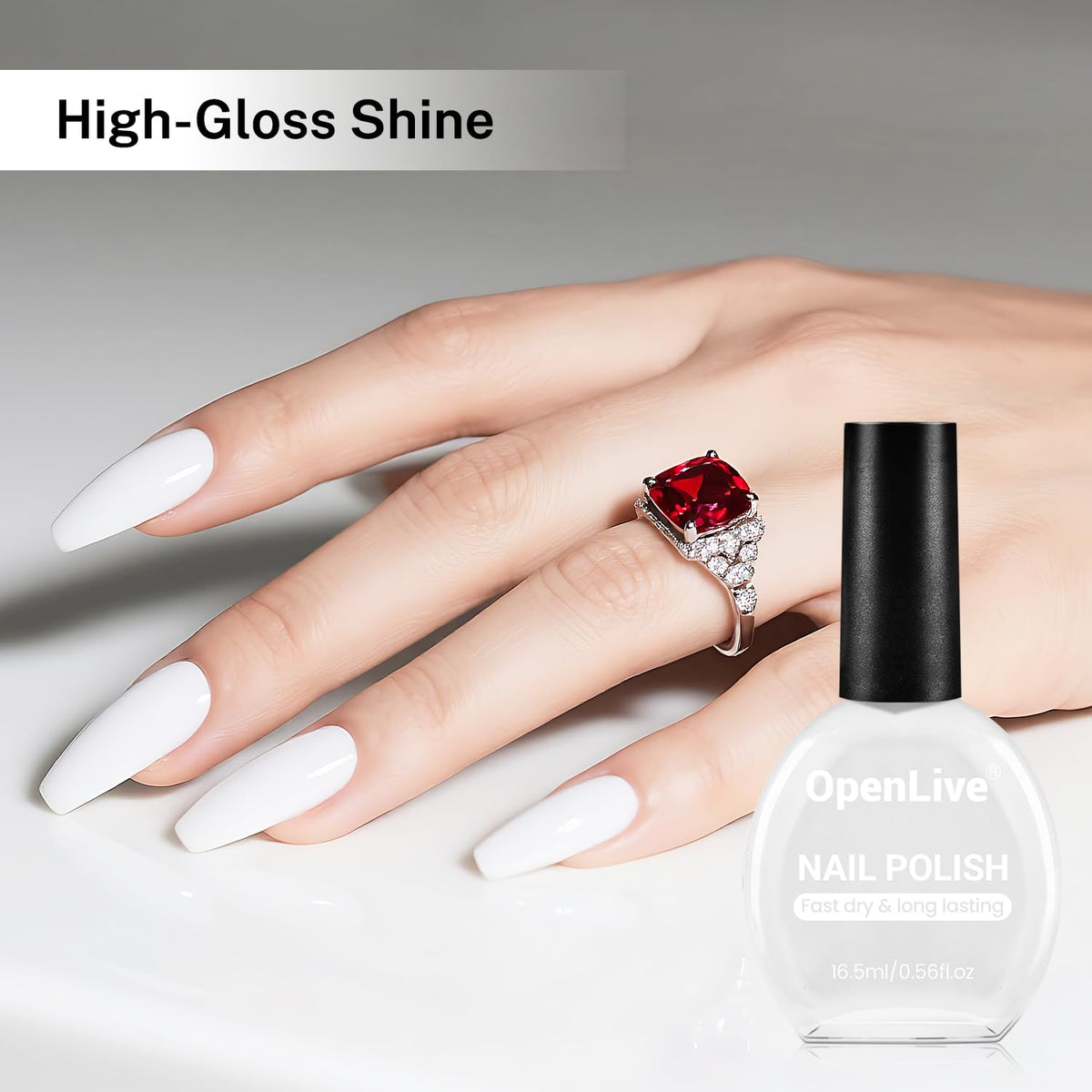 OpenLive White Nail Polish applied on nails