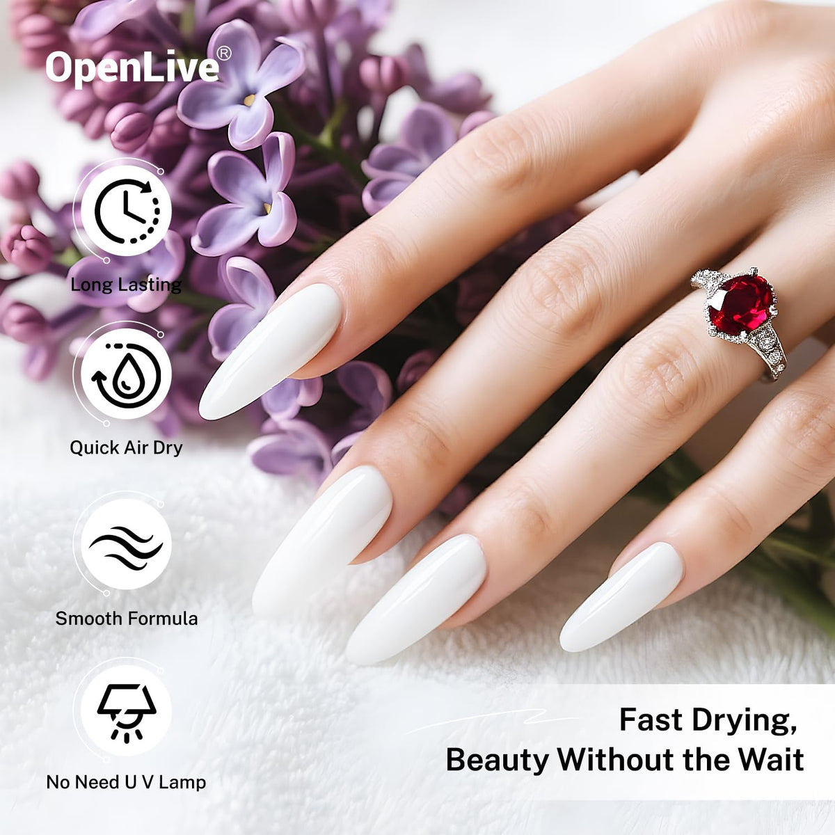 OpenLive White Nail Polish packaging details
