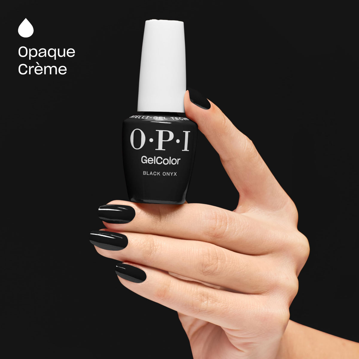 OPI GelColor Black Onyx bottle with LED lamp