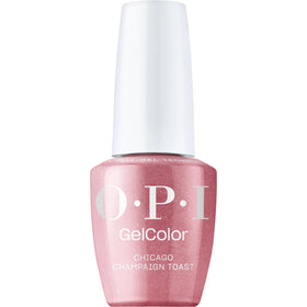OPI GelColor Chicago Champagne Toast front view with dark pink pearl shimmer