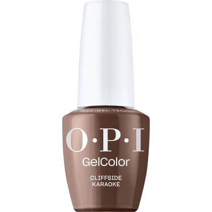 OPI GelColor Cliffside Karaoke dark brown gel nail polish front view