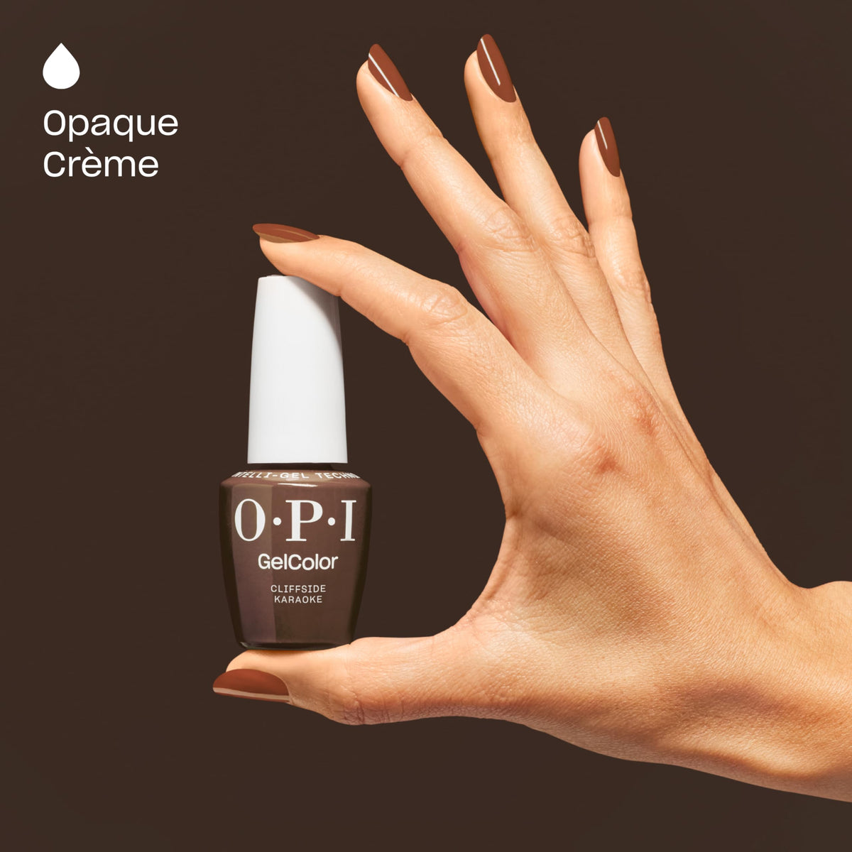 OPI GelColor Cliffside Karaoke dark brown polish application process