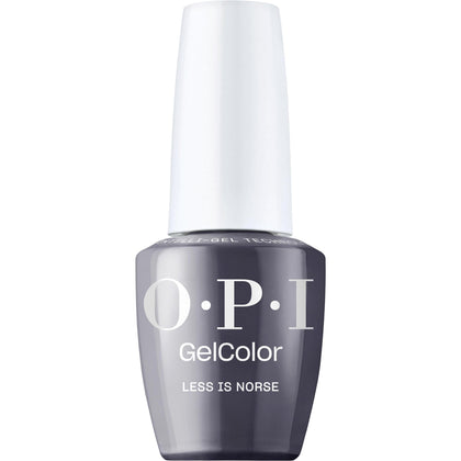 OPI GelColor Less is Norse dark gray blue gel nail polish front view
