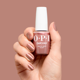 OPI GelColor Route Beer Float applied on manicured nails
