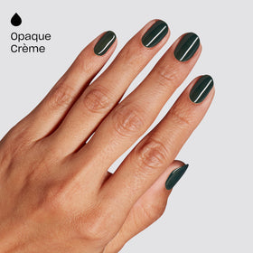 OPI GELement Garden My French dark green gel nail polish brush close-up