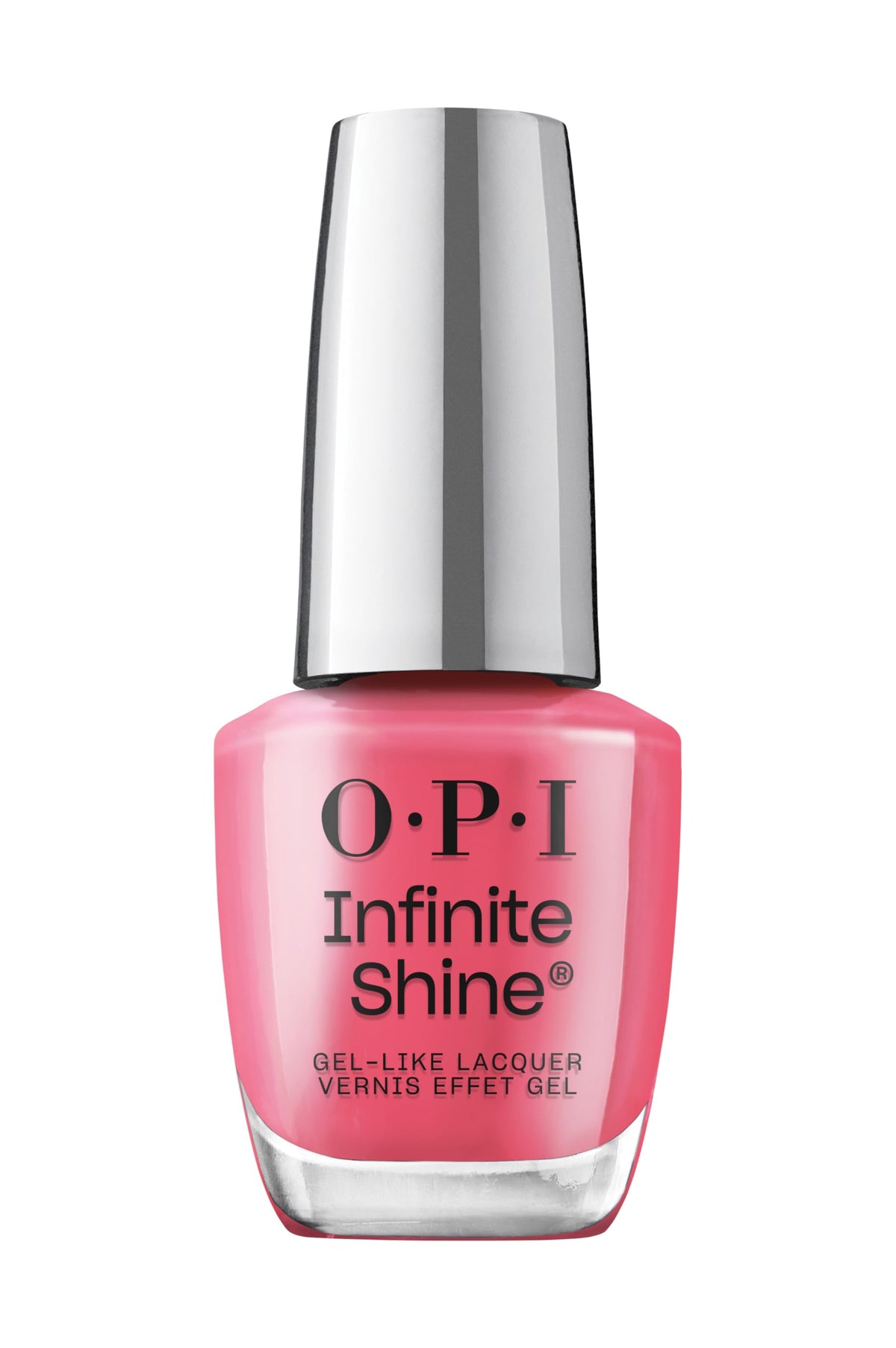 OPI Infinite Shine Strawberry Margarita nail polish bottle front view