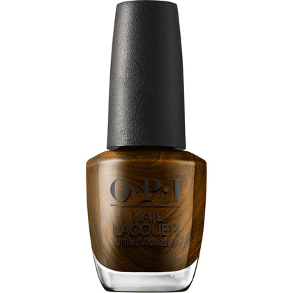 OPI Nail Lacquer Band Tease dark gold brown metallic nail polish front view