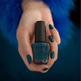 OPI Nail Lacquer Drama at La Scala dark blue polish application