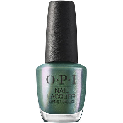 OPI Nail Lacquer Feelin’ Capricorn-y dark green shimmer polish front view