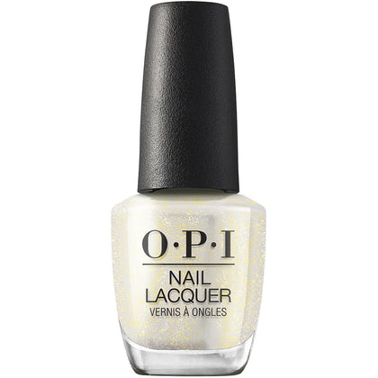 OPI Nail Lacquer Gliterally Shimmer sheer gold glitter polish front view