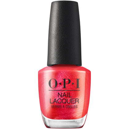 OPI Nail Lacquer Heart and Con-soul bright red shimmer front view