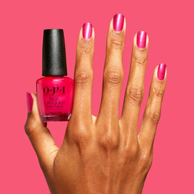 OPI Nail Lacquer Pompeii Pink on a nail art display