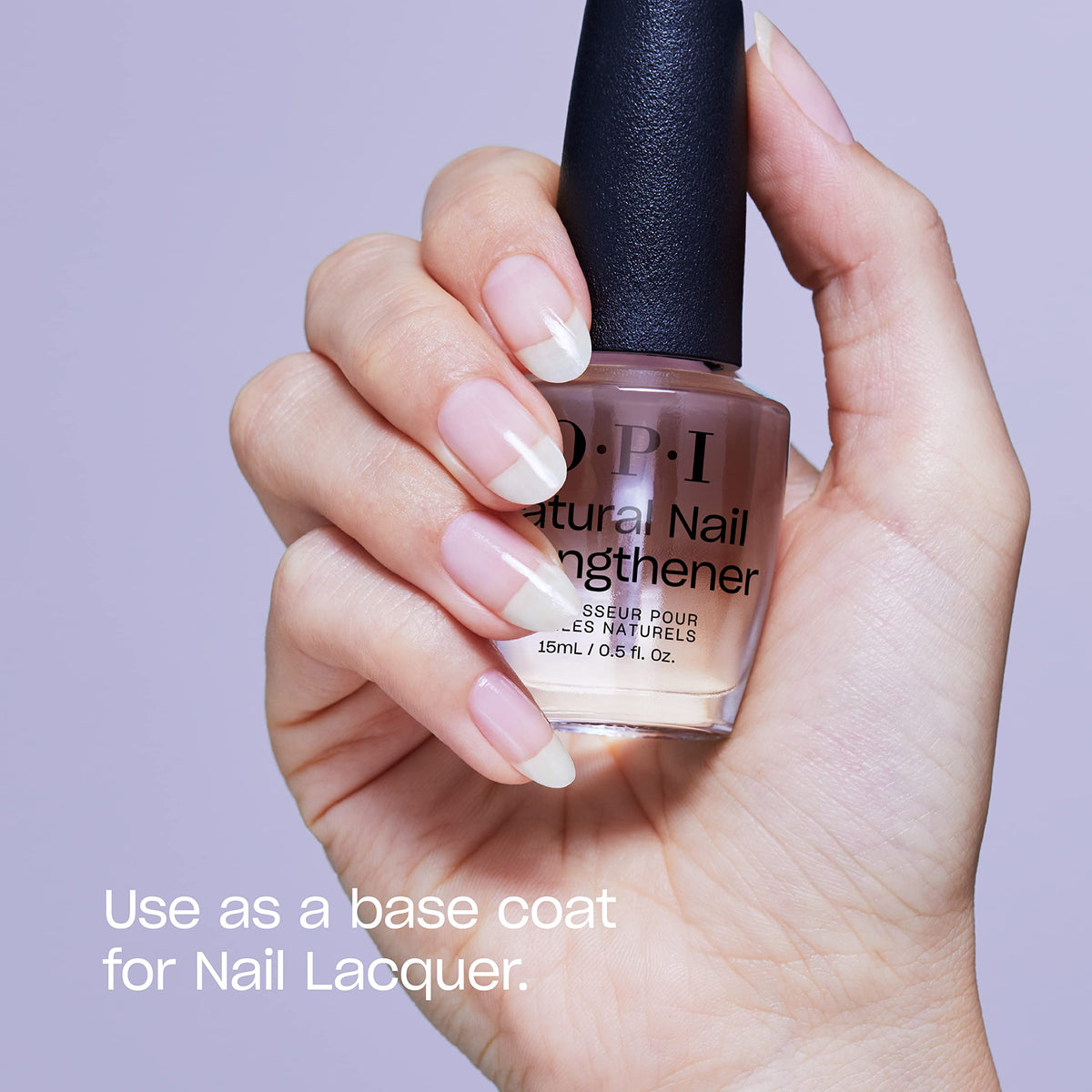 OPI Natural Nail Strengthener on a nail with polish